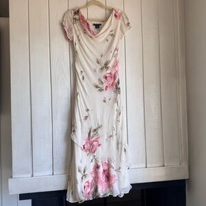 Vintage Majick Off White Floral Midi Dress